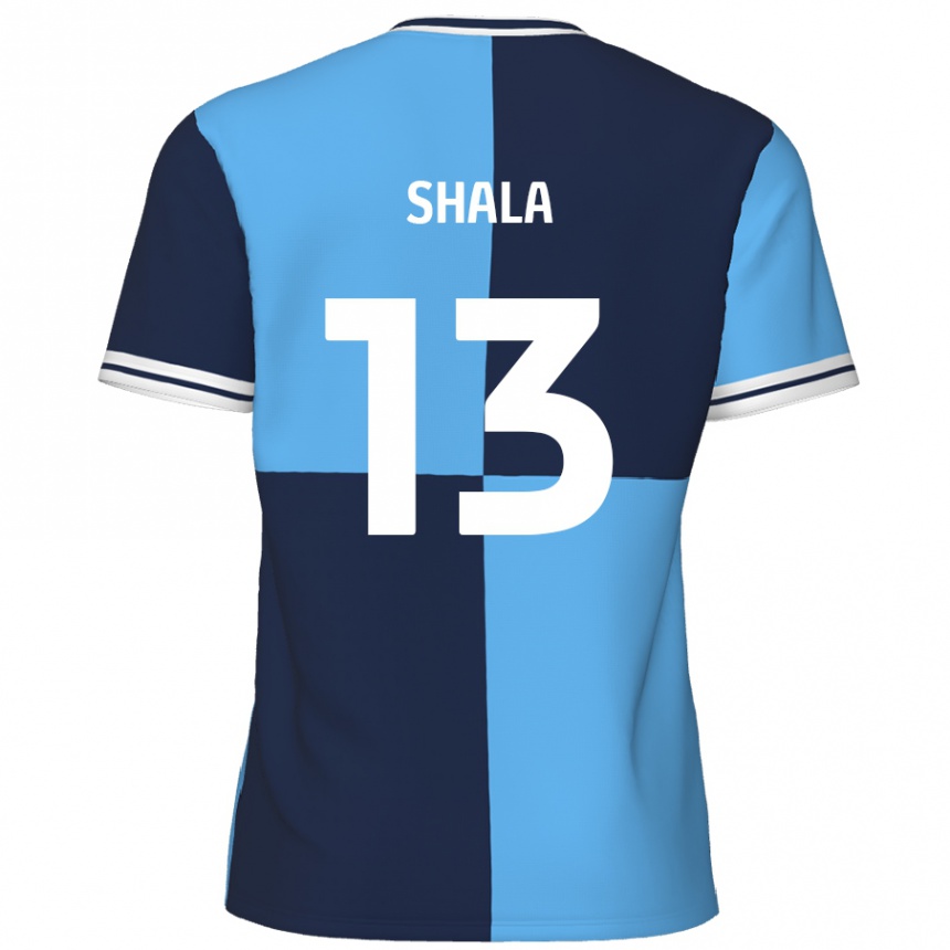 Kinder Fußball Laurence Shala #13 Himmelblau Dunkelblau Heimtrikot Trikot 2024/25 T-Shirt Luxemburg