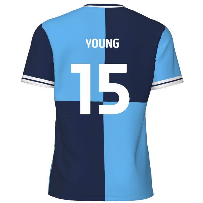 Kinder Fußball Jack Young #15 Himmelblau Dunkelblau Heimtrikot Trikot 2024/25 T-Shirt Luxemburg