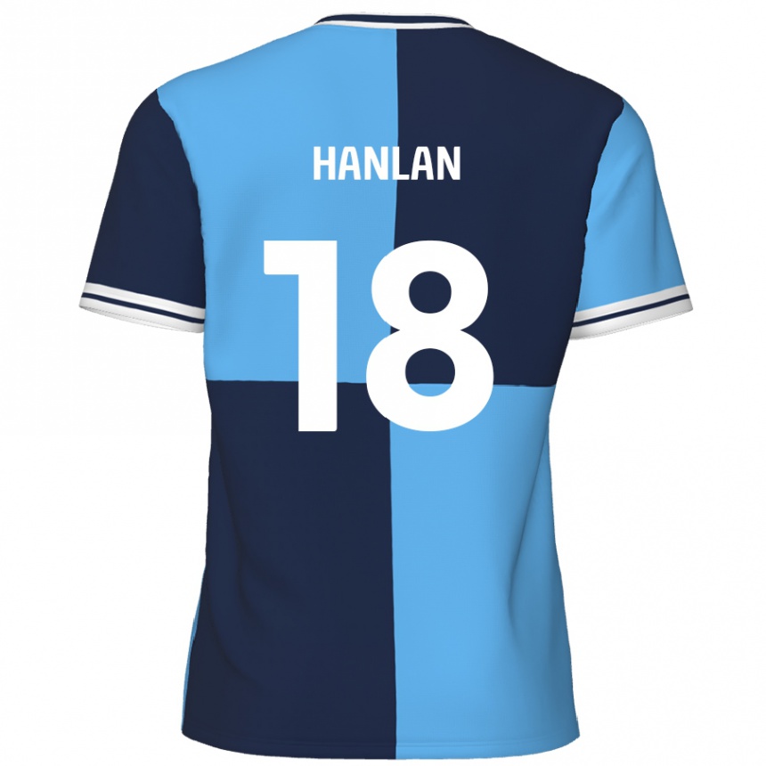 Kinder Fußball Brandon Hanlan #18 Himmelblau Dunkelblau Heimtrikot Trikot 2024/25 T-Shirt Luxemburg