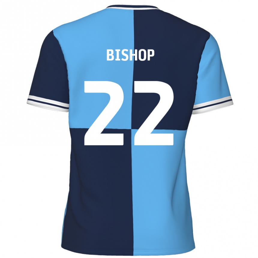 Kinder Fußball Nathan Bishop #22 Himmelblau Dunkelblau Heimtrikot Trikot 2024/25 T-Shirt Luxemburg