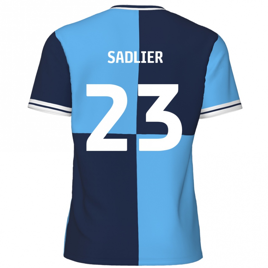 Kinder Fußball Kieran Sadlier #23 Himmelblau Dunkelblau Heimtrikot Trikot 2024/25 T-Shirt Luxemburg