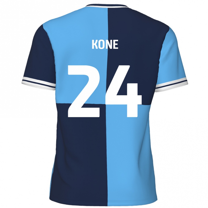 Kinder Fußball Richard Kone #24 Himmelblau Dunkelblau Heimtrikot Trikot 2024/25 T-Shirt Luxemburg