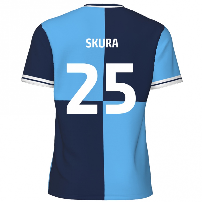 Kinder Fußball Declan Skura #25 Himmelblau Dunkelblau Heimtrikot Trikot 2024/25 T-Shirt Luxemburg