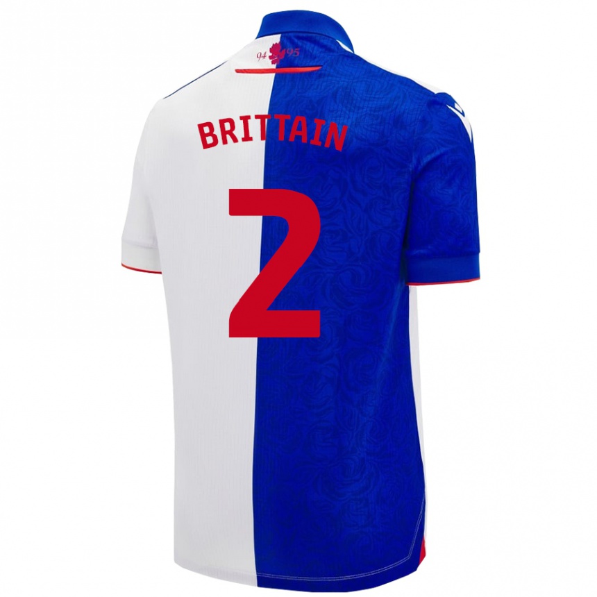 Kinder Fußball Callum Brittain #2 Himmelblau Weiß Heimtrikot Trikot 2024/25 T-Shirt Luxemburg