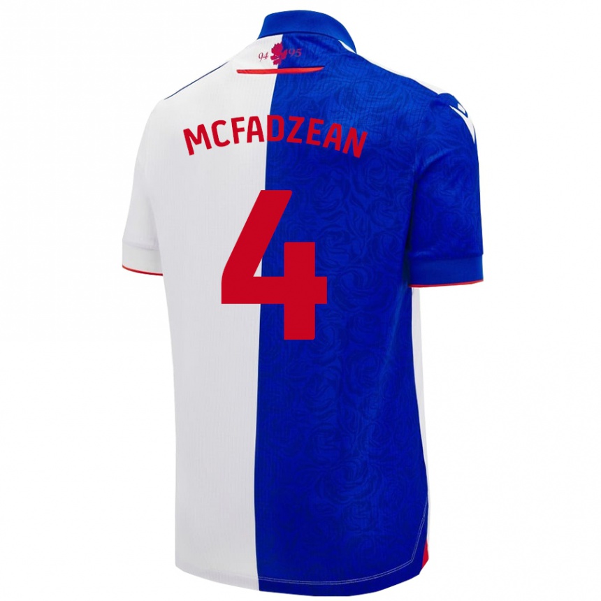 Kinder Fußball Kyle Mcfadzean #4 Himmelblau Weiß Heimtrikot Trikot 2024/25 T-Shirt Luxemburg