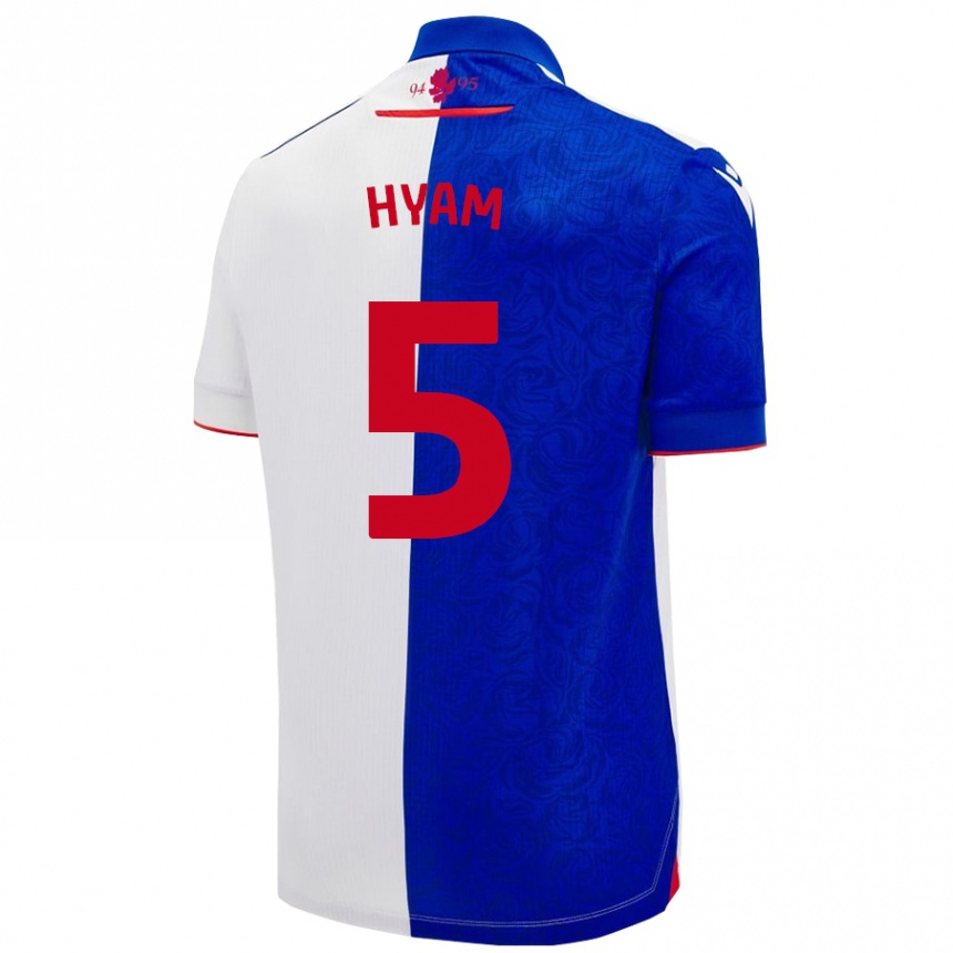 Kinder Fußball Dominic Hyam #5 Himmelblau Weiß Heimtrikot Trikot 2024/25 T-Shirt Luxemburg