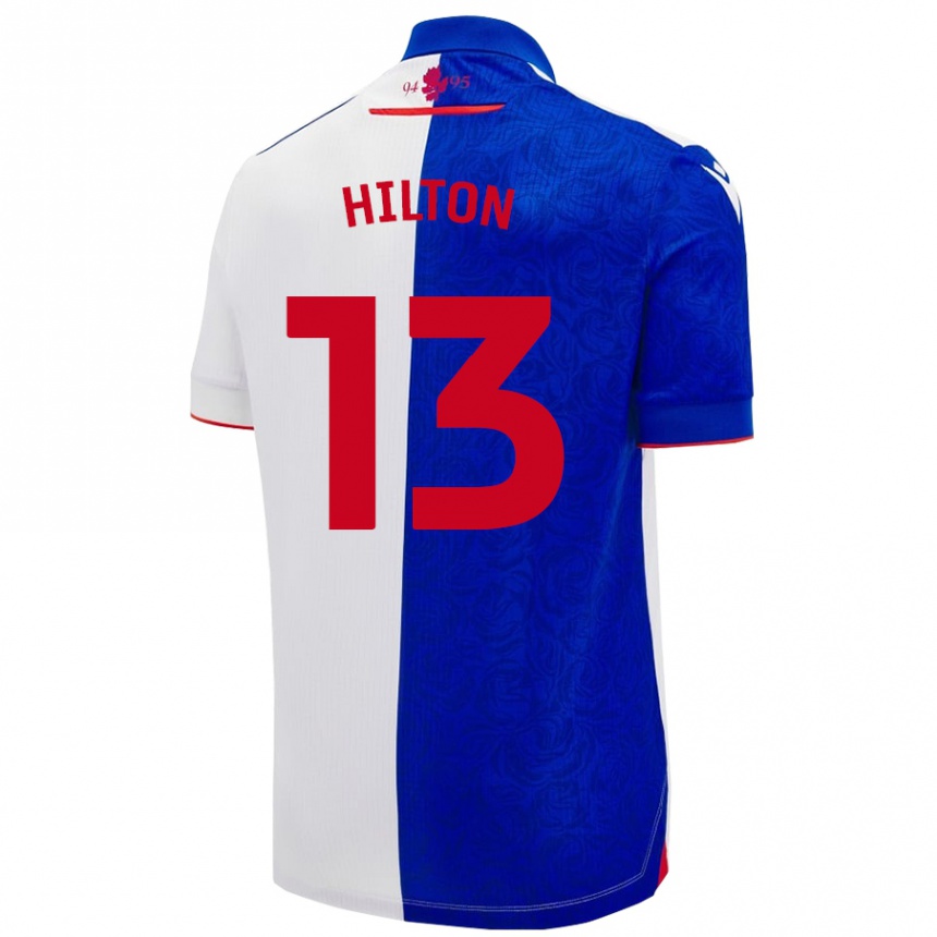 Kinder Fußball Joe Hilton #13 Himmelblau Weiß Heimtrikot Trikot 2024/25 T-Shirt Luxemburg