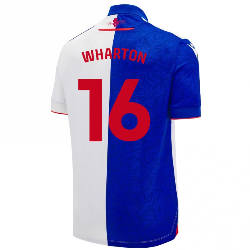 Kinder Fußball Scott Wharton #16 Himmelblau Weiß Heimtrikot Trikot 2024/25 T-Shirt Luxemburg