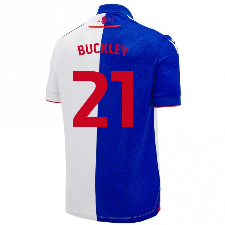 Kinder Fußball John Buckley #21 Himmelblau Weiß Heimtrikot Trikot 2024/25 T-Shirt Luxemburg