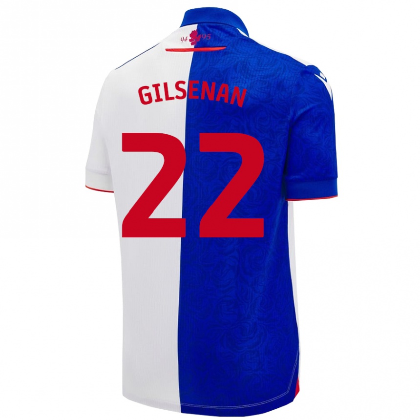 Kinder Fußball Zak Gilsenan #22 Himmelblau Weiß Heimtrikot Trikot 2024/25 T-Shirt Luxemburg