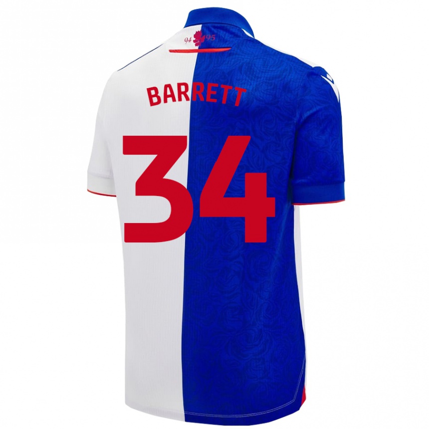 Kinder Fußball Jack Barrett #34 Himmelblau Weiß Heimtrikot Trikot 2024/25 T-Shirt Luxemburg