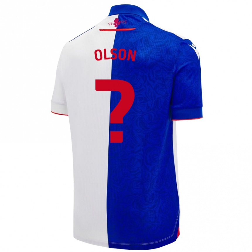 Kinder Fußball Charlie Olson #0 Himmelblau Weiß Heimtrikot Trikot 2024/25 T-Shirt Luxemburg