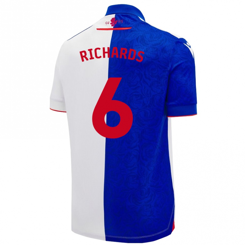 Kinder Fußball Jade Richards #6 Himmelblau Weiß Heimtrikot Trikot 2024/25 T-Shirt Luxemburg