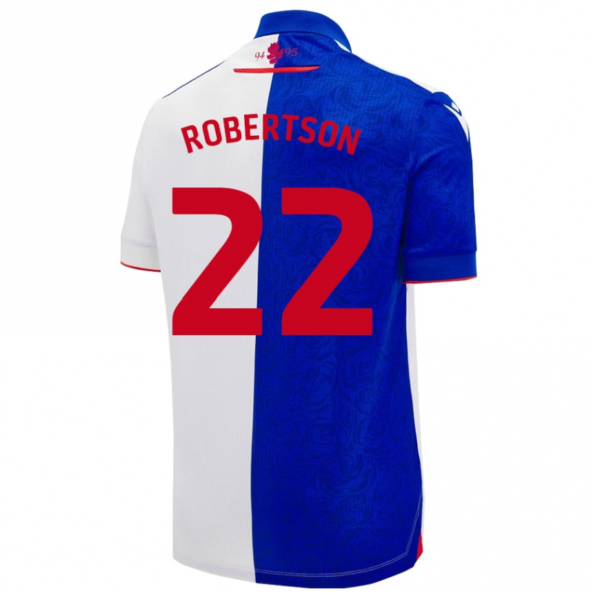 Kinder Fußball Millie Robertson #22 Himmelblau Weiß Heimtrikot Trikot 2024/25 T-Shirt Luxemburg