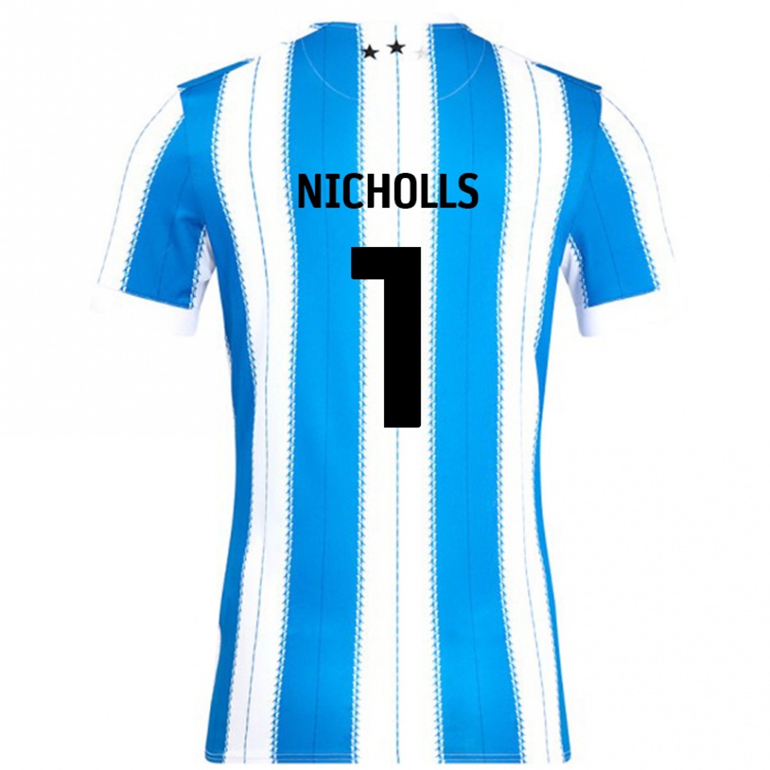 Kinder Fußball Lee Nicholls #1 Blau Weiß Heimtrikot Trikot 2024/25 T-Shirt Luxemburg