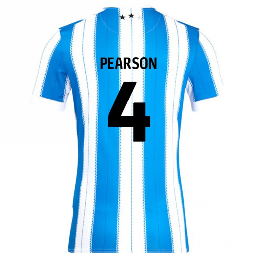 Kinder Fußball Matty Pearson #4 Blau Weiß Heimtrikot Trikot 2024/25 T-Shirt Luxemburg