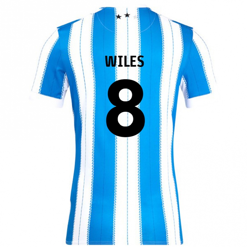 Kinder Fußball Ben Wiles #8 Blau Weiß Heimtrikot Trikot 2024/25 T-Shirt Luxemburg