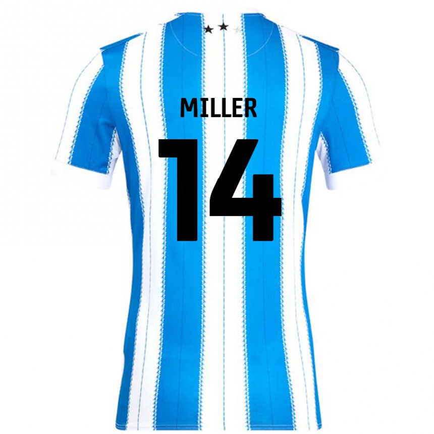 Kinder Fußball Mickel Miller #14 Blau Weiß Heimtrikot Trikot 2024/25 T-Shirt Luxemburg