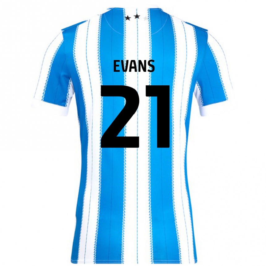 Kinder Fußball Antony Evans #21 Blau Weiß Heimtrikot Trikot 2024/25 T-Shirt Luxemburg