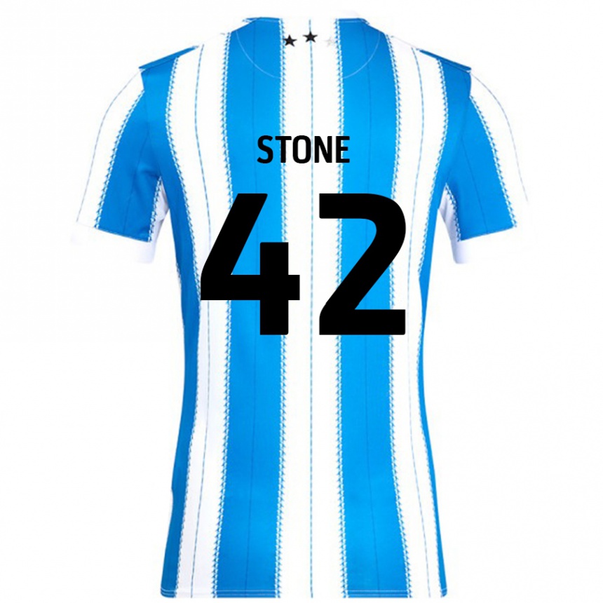 Kinder Fußball Michael Stone #42 Blau Weiß Heimtrikot Trikot 2024/25 T-Shirt Luxemburg