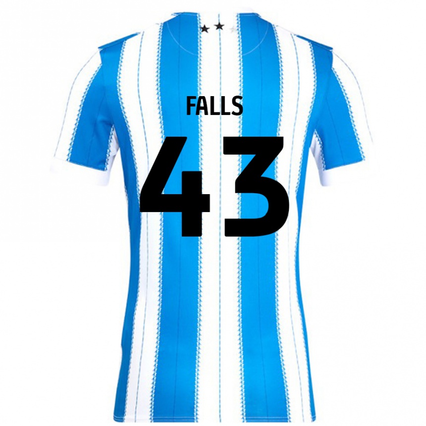 Kinder Fußball Conor Falls #43 Blau Weiß Heimtrikot Trikot 2024/25 T-Shirt Luxemburg