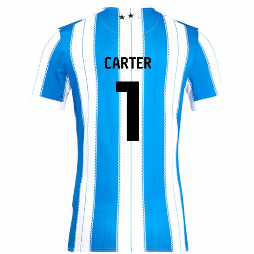 Kinder Fußball Laura Carter #1 Blau Weiß Heimtrikot Trikot 2024/25 T-Shirt Luxemburg