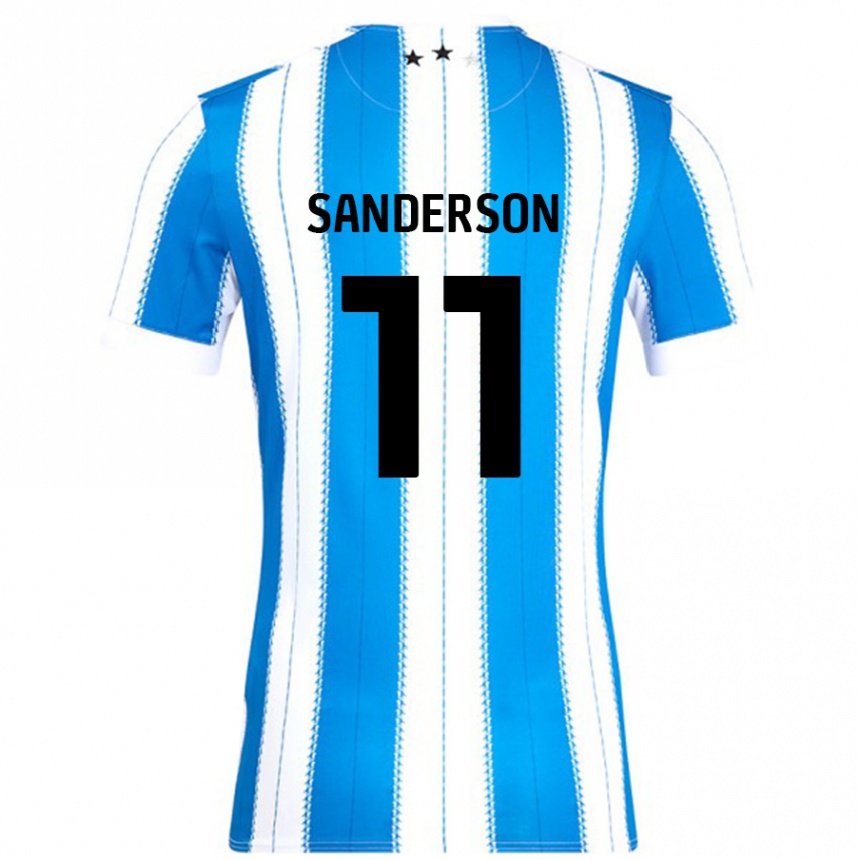 Kinder Fußball Brittany Sanderson #11 Blau Weiß Heimtrikot Trikot 2024/25 T-Shirt Luxemburg