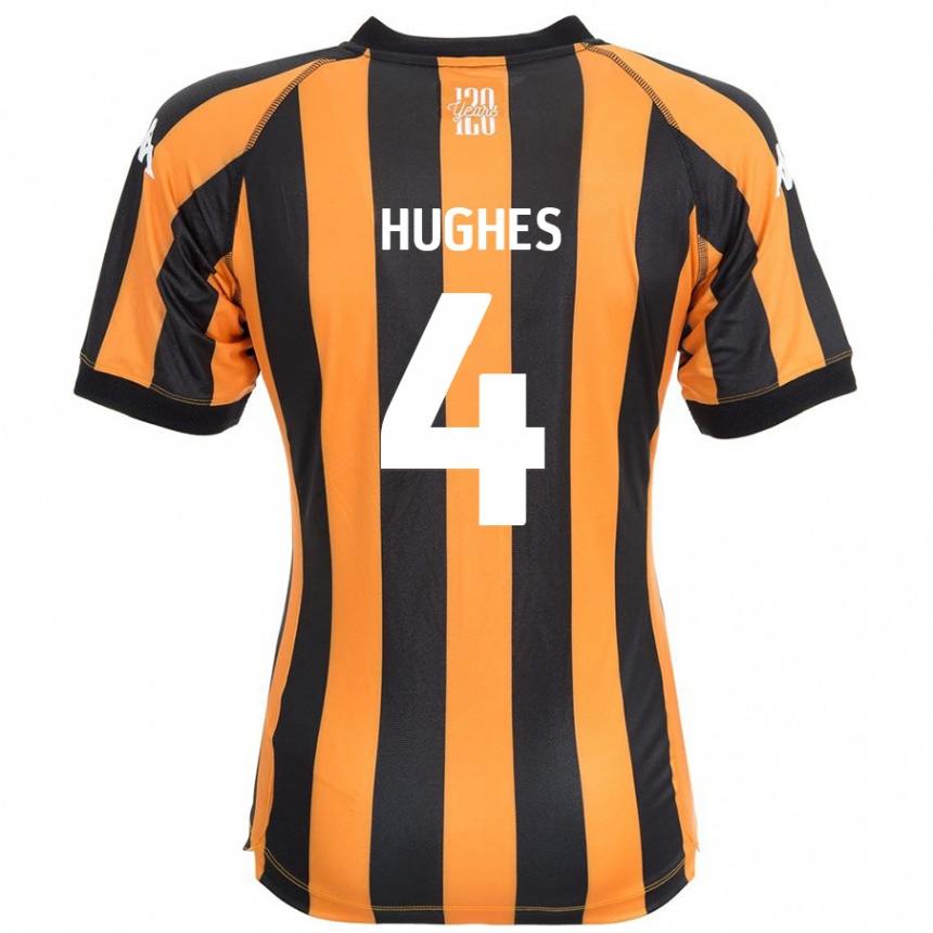 Kinder Fußball Charlie Hughes #4 Schwarz Bernstein Heimtrikot Trikot 2024/25 T-Shirt Luxemburg