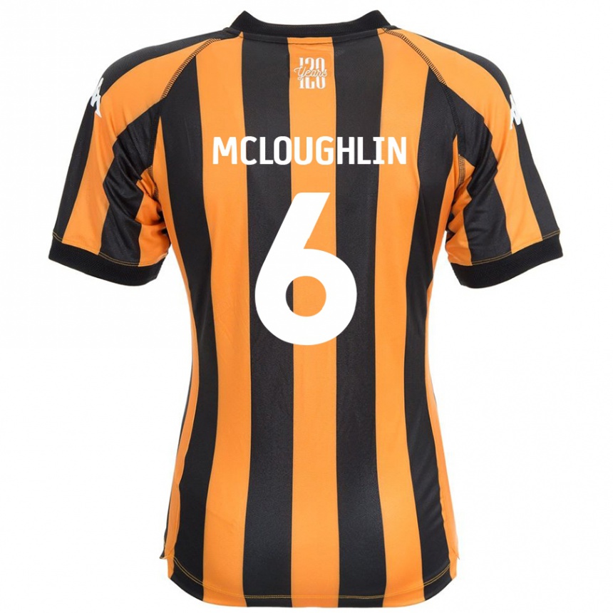 Kinder Fußball Sean Mcloughlin #6 Schwarz Bernstein Heimtrikot Trikot 2024/25 T-Shirt Luxemburg