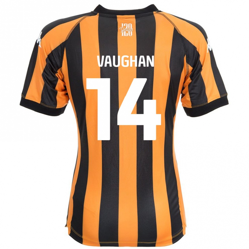 Kinder Fußball Harry Vaughan #14 Schwarz Bernstein Heimtrikot Trikot 2024/25 T-Shirt Luxemburg