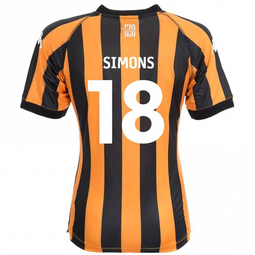 Kinder Fußball Xavier Simons #18 Schwarz Bernstein Heimtrikot Trikot 2024/25 T-Shirt Luxemburg