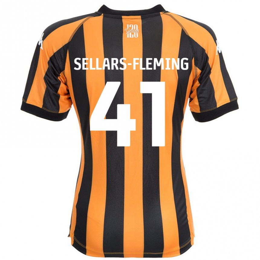 Kinder Fußball Tyrell Sellars-Fleming #41 Schwarz Bernstein Heimtrikot Trikot 2024/25 T-Shirt Luxemburg