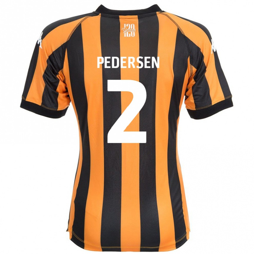 Kinder Fußball Eden Pedersen #2 Schwarz Bernstein Heimtrikot Trikot 2024/25 T-Shirt Luxemburg