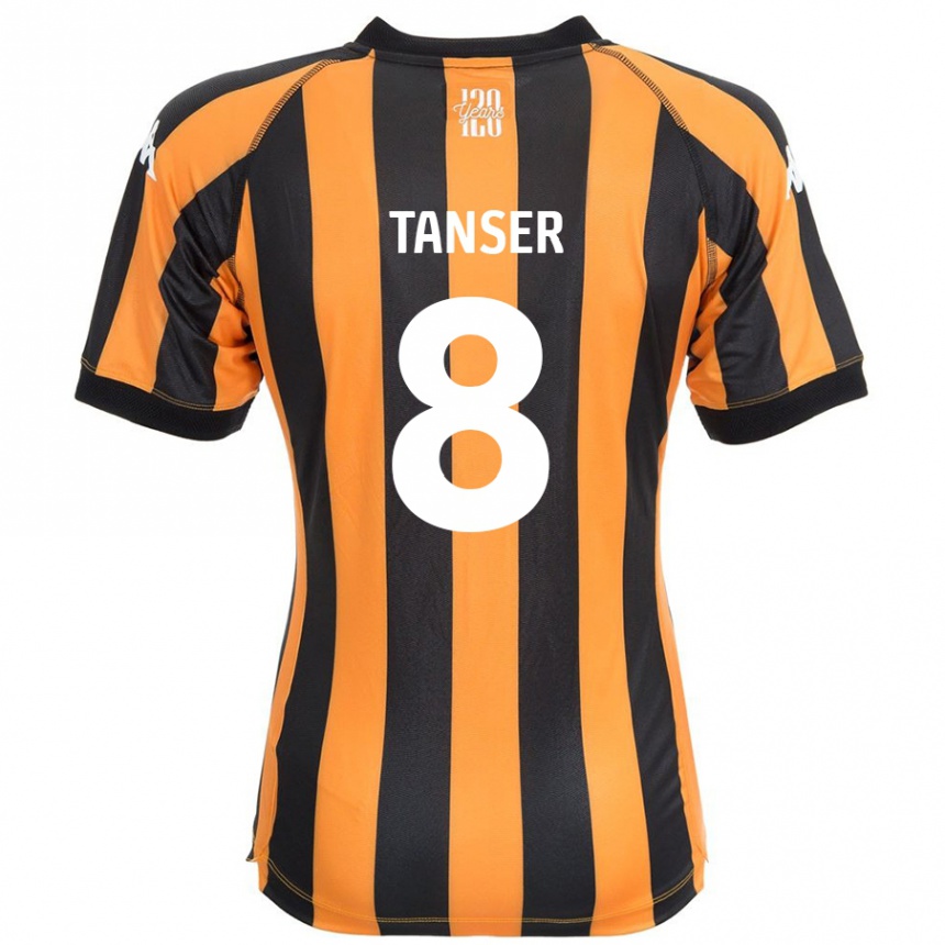 Kinder Fußball Ellie Tanser #8 Schwarz Bernstein Heimtrikot Trikot 2024/25 T-Shirt Luxemburg