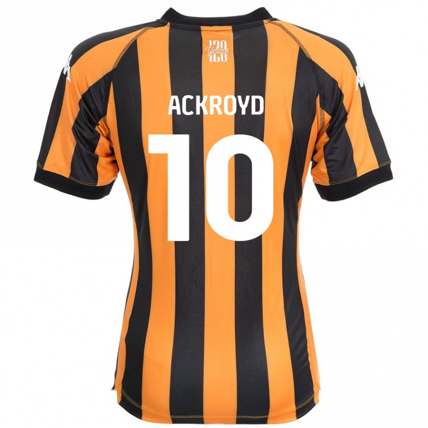 Kinder Fußball Rachael Ackroyd #10 Schwarz Bernstein Heimtrikot Trikot 2024/25 T-Shirt Luxemburg