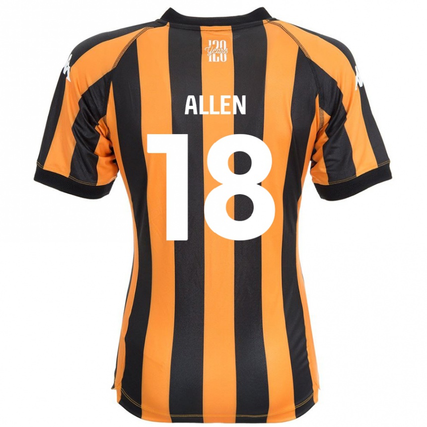 Kinder Fußball Aaliyah Allen #18 Schwarz Bernstein Heimtrikot Trikot 2024/25 T-Shirt Luxemburg