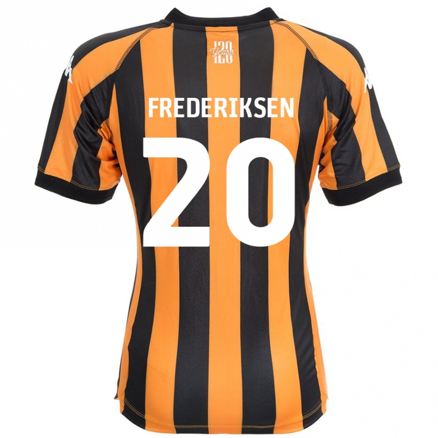 Kinder Fußball Abbey Frederiksen #20 Schwarz Bernstein Heimtrikot Trikot 2024/25 T-Shirt Luxemburg