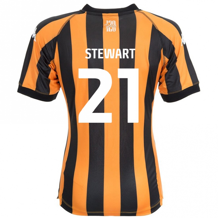 Kinder Fußball Alice Stewart #21 Schwarz Bernstein Heimtrikot Trikot 2024/25 T-Shirt Luxemburg