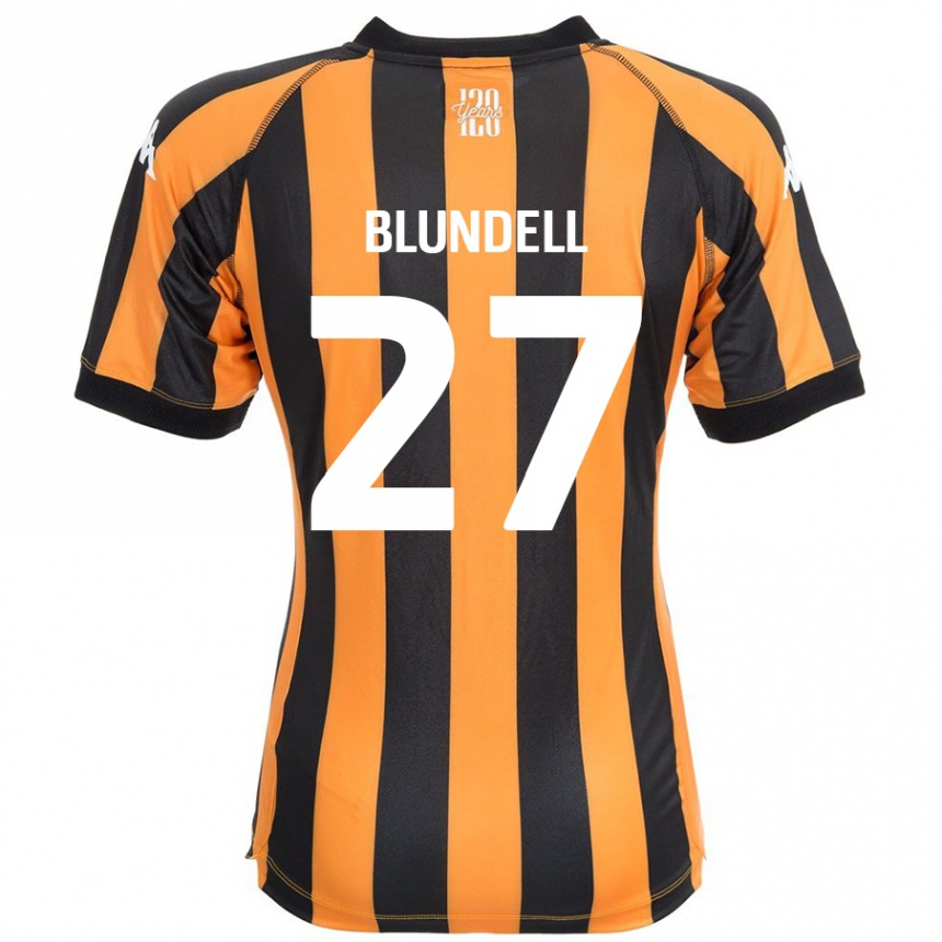 Kinder Fußball Maddie Blundell #27 Schwarz Bernstein Heimtrikot Trikot 2024/25 T-Shirt Luxemburg