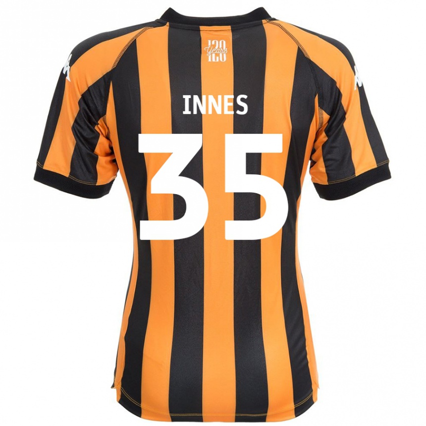 Kinder Fußball Emma Innes #35 Schwarz Bernstein Heimtrikot Trikot 2024/25 T-Shirt Luxemburg