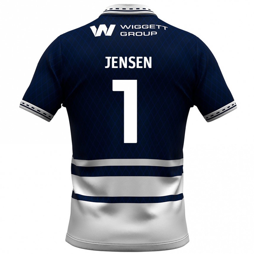 Kinder Fußball Lukas Jensen #1 Marineblau Weiß Heimtrikot Trikot 2024/25 T-Shirt Luxemburg