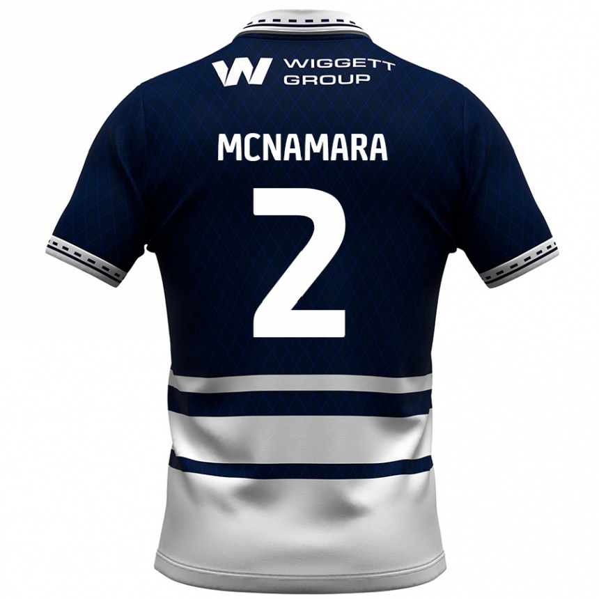 Kinder Fußball Danny Mcnamara #2 Marineblau Weiß Heimtrikot Trikot 2024/25 T-Shirt Luxemburg