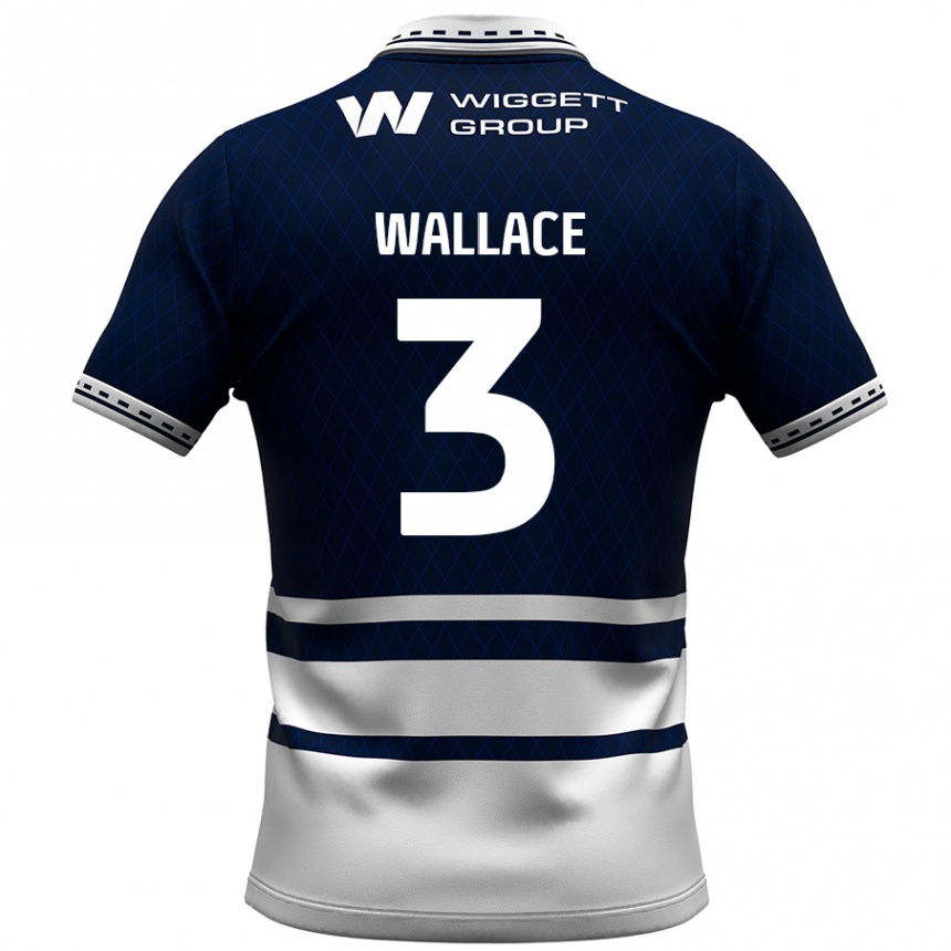 Kinder Fußball Murray Wallace #3 Marineblau Weiß Heimtrikot Trikot 2024/25 T-Shirt Luxemburg