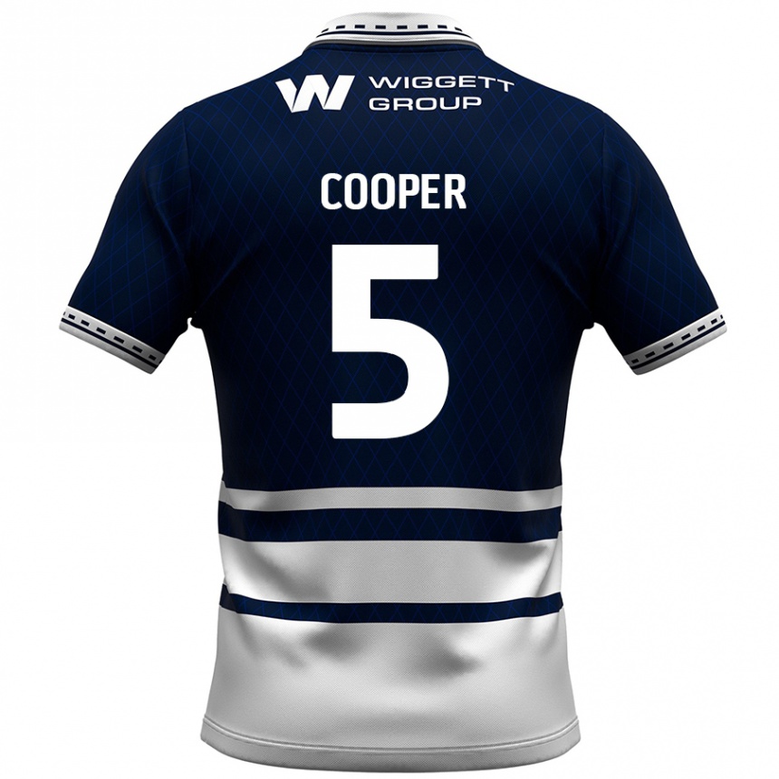 Kinder Fußball Jake Cooper #5 Marineblau Weiß Heimtrikot Trikot 2024/25 T-Shirt Luxemburg