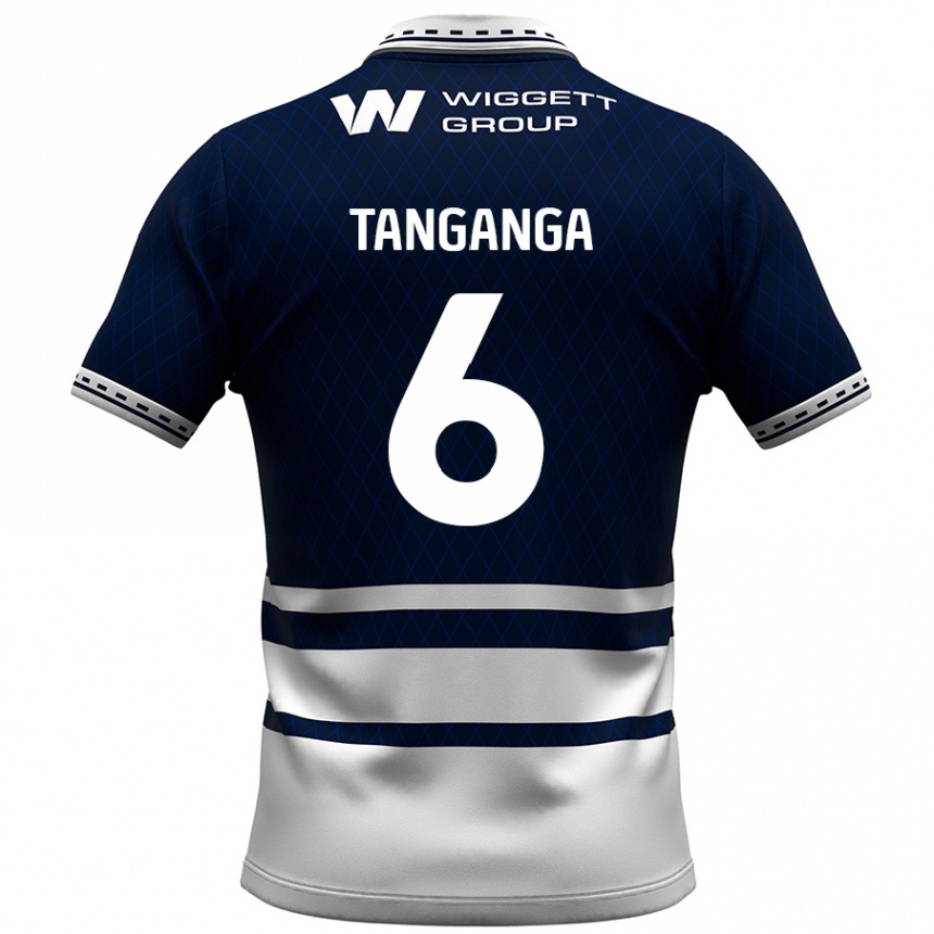 Kinder Fußball Japhet Tanganga #6 Marineblau Weiß Heimtrikot Trikot 2024/25 T-Shirt Luxemburg