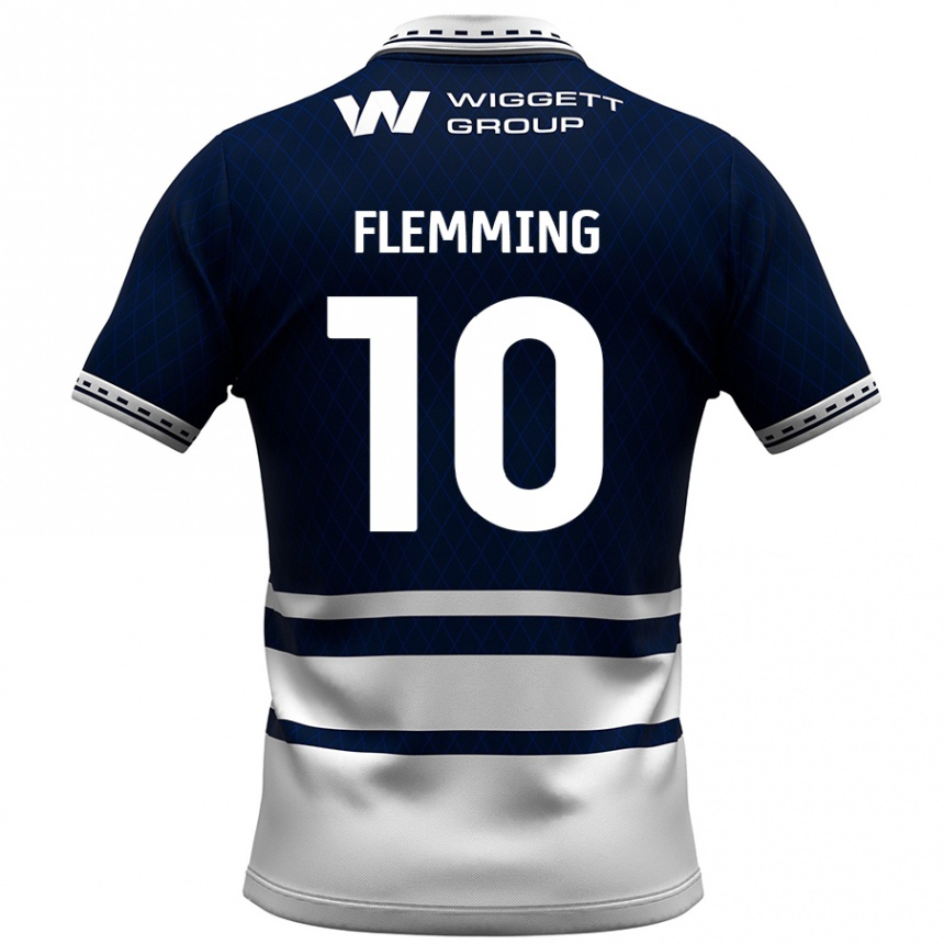 Kinder Fußball Zian Flemming #10 Marineblau Weiß Heimtrikot Trikot 2024/25 T-Shirt Luxemburg