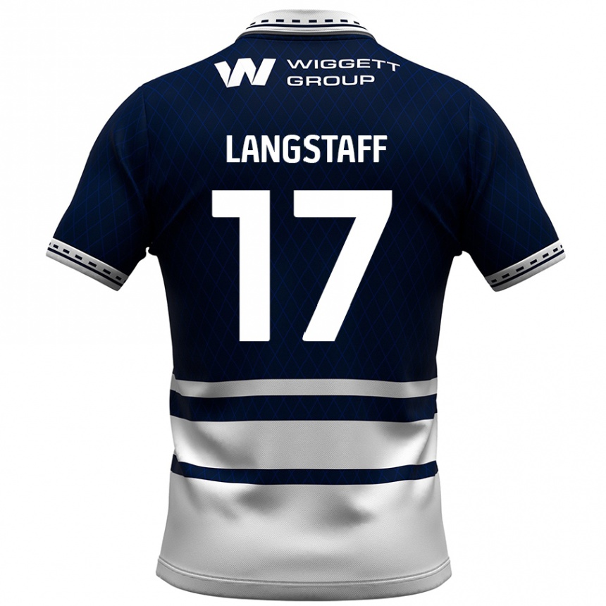 Kinder Fußball Macaulay Langstaff #17 Marineblau Weiß Heimtrikot Trikot 2024/25 T-Shirt Luxemburg