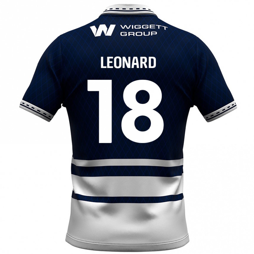 Kinder Fußball Ryan Leonard #18 Marineblau Weiß Heimtrikot Trikot 2024/25 T-Shirt Luxemburg