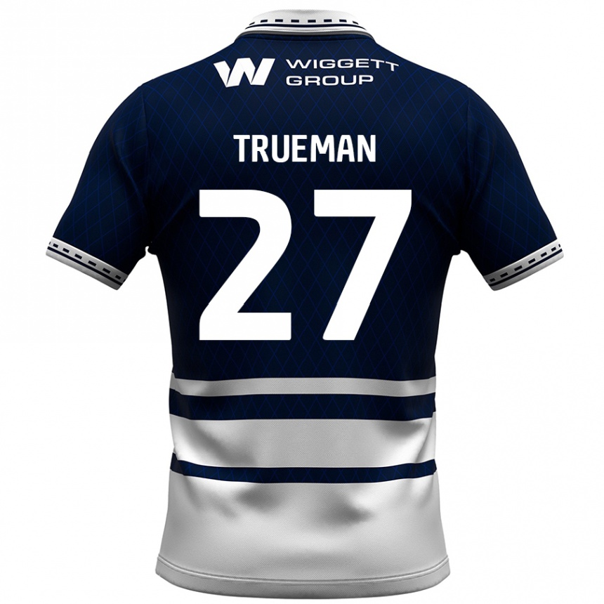 Kinder Fußball Connal Trueman #27 Marineblau Weiß Heimtrikot Trikot 2024/25 T-Shirt Luxemburg