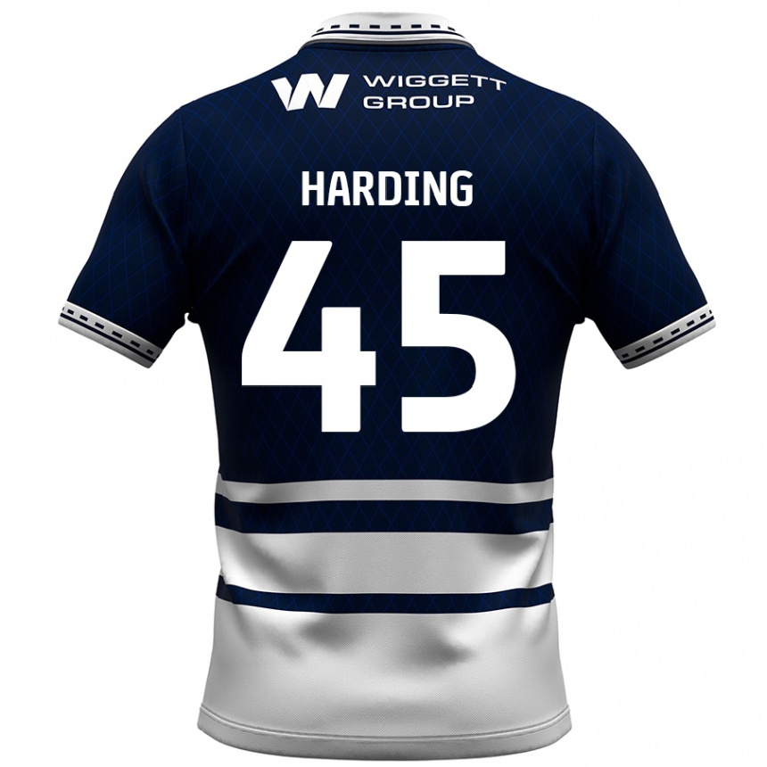 Kinder Fußball Wes Harding #45 Marineblau Weiß Heimtrikot Trikot 2024/25 T-Shirt Luxemburg